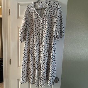 Hatch White Floral Midi Dress